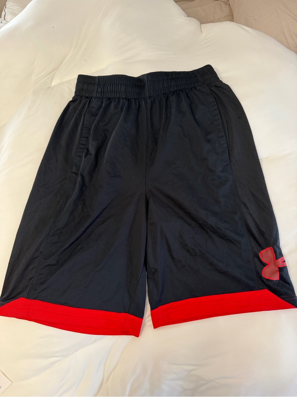 Under Armour Black Shorts with Red Hem and Logo